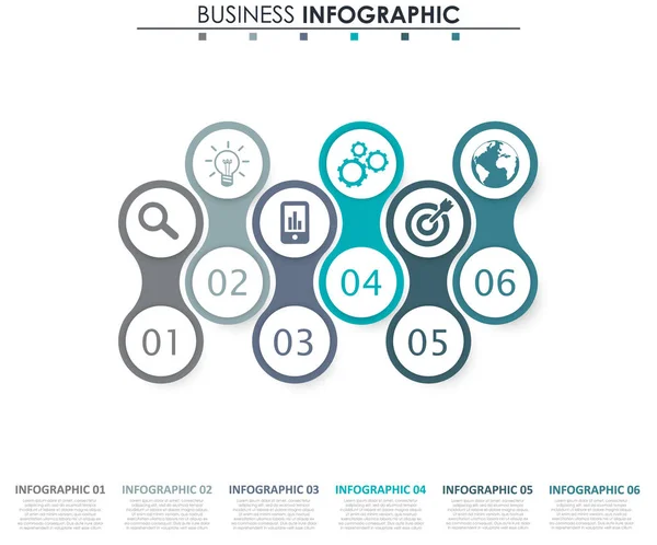 Business data, chart. Abstract elements of graph, diagram with 6 steps, strategy, options, parts or processes. Vector business template for presentation. Creative concept for infographic. — Stock Vector