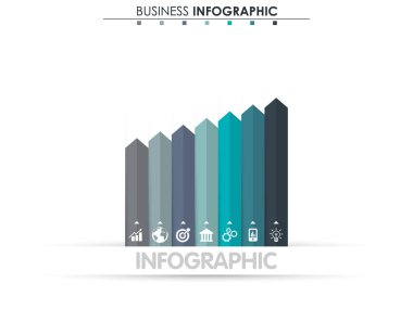 İş verileri, grafik. Grafiğin soyut öğeleri, 3,4,5,6,7,8 adımlı diyagram, strateji, seçenekler, parçalar veya süreçler. Sunu için vektör iş şablonu. Bilgi grafiği için yaratıcı konsept.