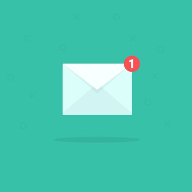 Beyaz bir arka plan üzerinde yeni ileti simgesi. Vektör çizim.