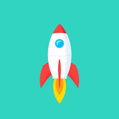 Başlangıç iş kavramı, roket veya rocketship başlatmak, fikir başarılı iş proje başlangıç, inovasyon stratejisi, alttan yukarıya ittirmek teknoloji, vektör çizim yaratıcı arka plan.