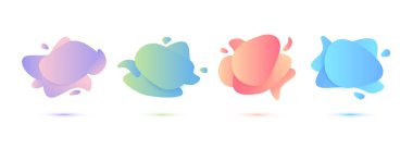 Soyut modern sıvı degradesi, grafik elemanları sıvı şekli. Akan sıvı şekilli vektör afişleri. Vektör çizimi.