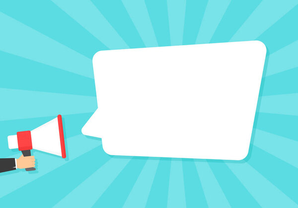 Речевые пузыри, объявленные мегафоном, плоский векторный иллюстрационный фон
.