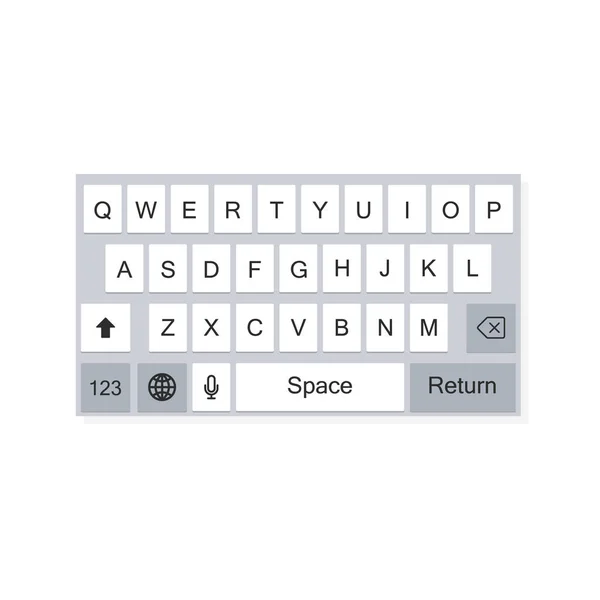 Smartphone klawiatury, przyciski alfabet wektor ilustracja płaski. — Wektor stockowy