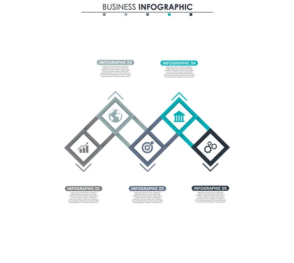 Business data, chart. Abstract elements of graph, diagram with 5 steps, strategy, options, parts or processes. Vector business template for presentation. Creative concept for infographic. — Stock Vector