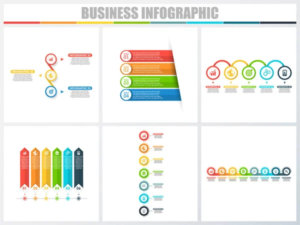 Abstrakte Infografiken nummerieren Optionen Vorlage 3, 4, 5, 6, 7, 8. Vektorillustration. kann für Workflow-Layout, Diagramm, Strategie Business Step-Optionen, Banner und Web-Design-Set verwendet werden. — Stockvektor