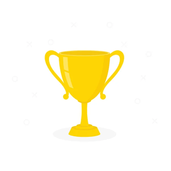 Coupe Golden Trophy, gagnant 1ère place piédestal, brillant jaune tasse doré dessin animé plat design. Illustration vectorielle isolée sur fond blanc . — Image vectorielle