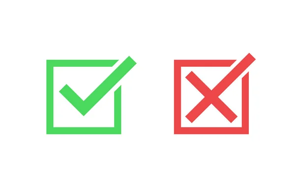 Conjunto de iconos de marca. Elegante icono de marca de verificación en color verde y rojo, Diseño plano, ilustración de vectores en el fondo . — Vector de stock