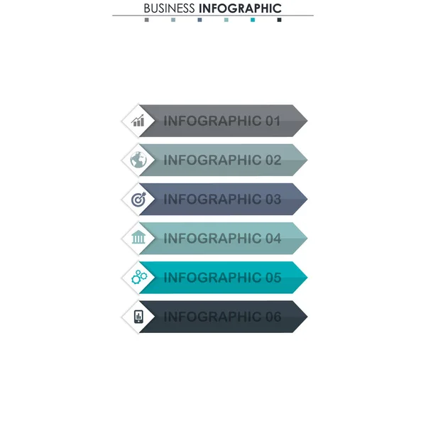 Business data, chart. Abstract elements of graph, diagram with 6 steps, strategy, options, parts or processes. Vector business template for presentation. Creative concept for infographic. — Stock Vector