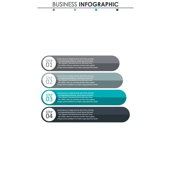 Geschäftsdaten, Grafik. abstrakte Elemente von Graphen, Diagrammen mit 4 Schritten, Strategie, Optionen, Teilen oder Prozessen. Vektor-Geschäftsvorlage für die Präsentation. Kreatives Konzept für Infografik. — Stockvektor