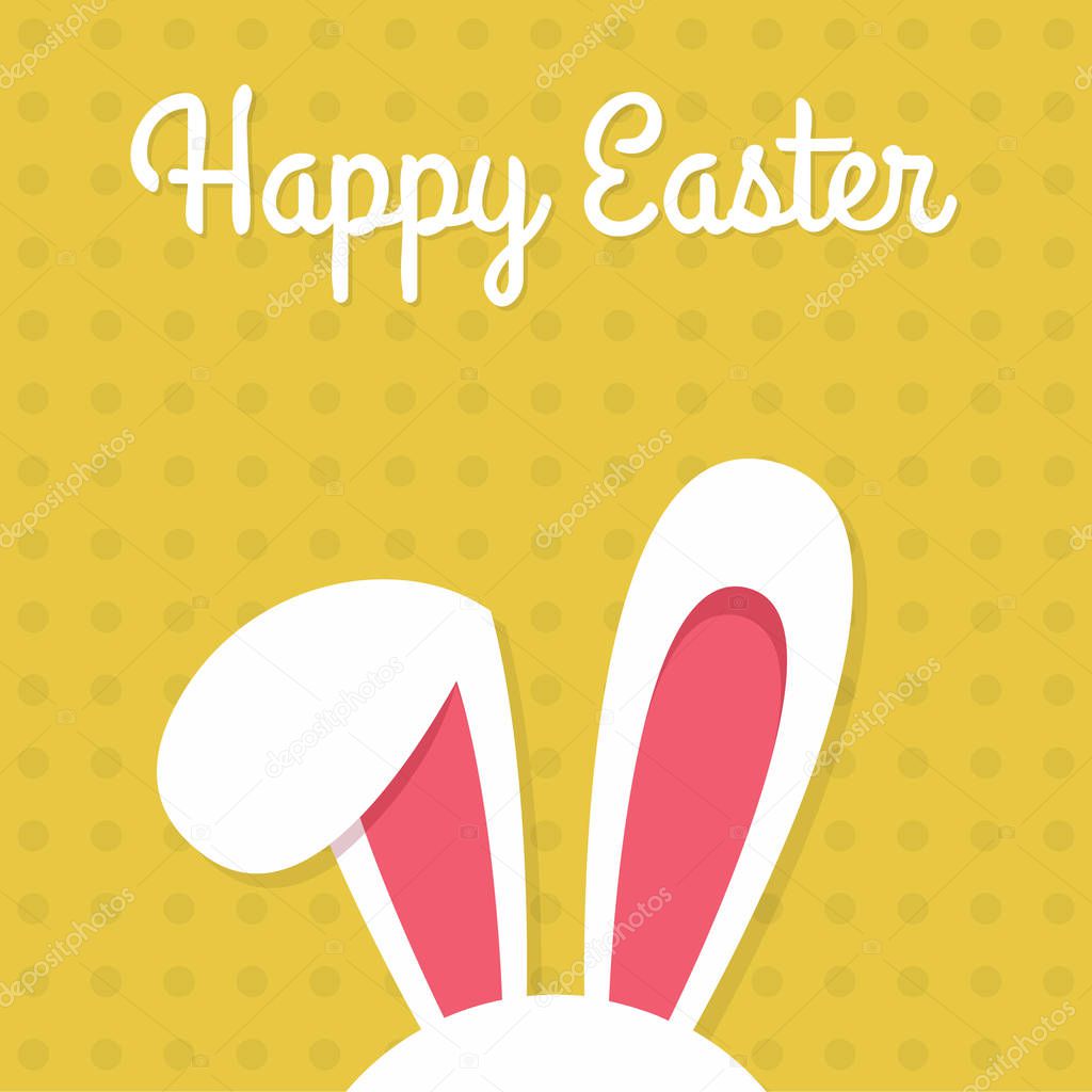 Happy Easter card with rabbit ears. Easter rabbit for Easter holidays design. Easter bunny vector illustration background.
