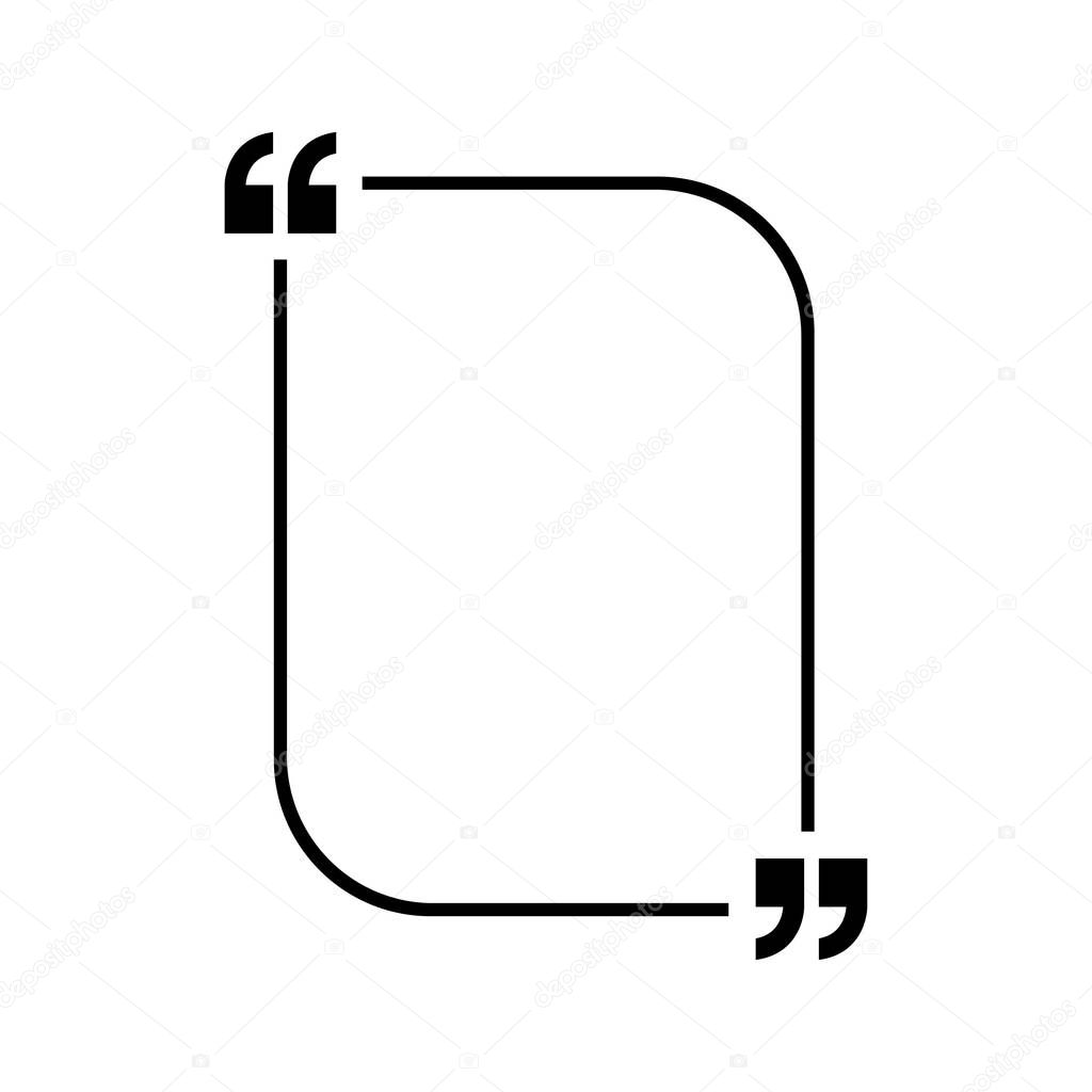 Quotes icon vector. Quotemarks outline, speech marks, inverted commas or talking marks collection. Vector line art illustration isolated on white background.