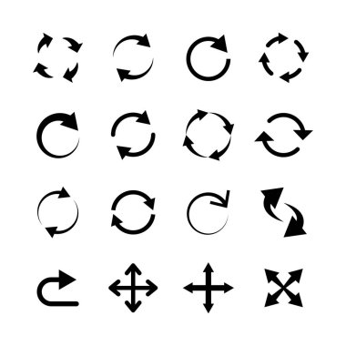 Büyük daire ok seti. Pictogram yenileme yeniden yükleyin. Web siteleri için öğe. Vektör çizimi.