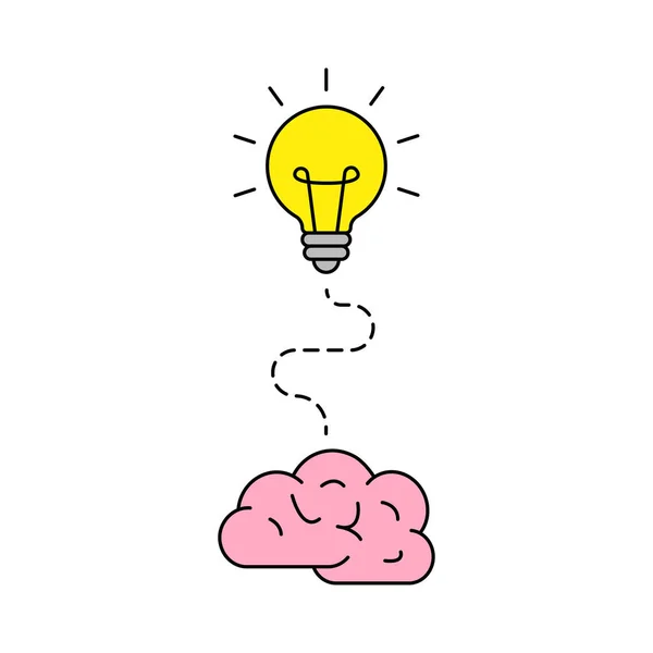 Eine leuchtende Idee. Glühbirnen-Symbol. Brainstorming. Kreativität. Idee. Vektorillustration. — Stockvektor