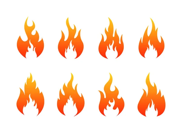 Conjunto de ícones de chamas de fogo. Sílhueta de fogo. Ilustração vetorial . —  Vetores de Stock