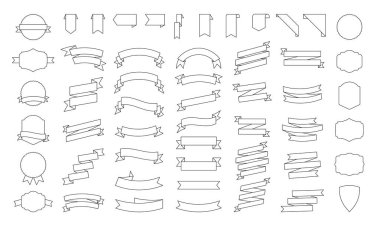 Büyük vektör şeritler afiş ayarlayın. Düz şerit çizim beyaz arka plan üzerinde izole. Şeritler koleksiyonu.