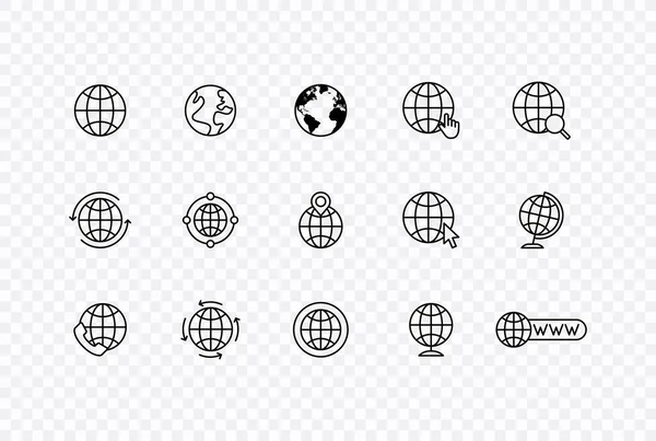 Globe Earth Planet Web Icons Line Style Navigational Equipment Planet — Stock Vector