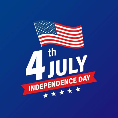 ABD Bağımsızlık Günü 4 Temmuz tatili. Amerika Birleşik Devletleri bayrağı. Mutlu bağımsızlık günü afiş. Anma günü. Amerikan geçmişi. Vektör çizimi.