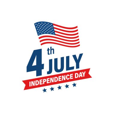 ABD Bağımsızlık Günü 4 Temmuz tatili. Amerika Birleşik Devletleri bayrağı. Mutlu bağımsızlık günü afiş. Anma günü. Amerikan geçmişi. Vektör çizimi.