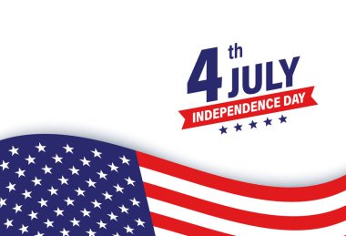 ABD Bağımsızlık Günü 4 Temmuz tatili. Amerika Birleşik Devletleri bayrağı. Mutlu bağımsızlık günü afiş. Anma günü. Amerikan geçmişi. Vektör çizimi.