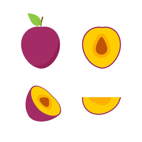 Uppsättning av frukter och bär. Sommarfrukt. Frukt äpple, päron, jordgubb, apelsin, persika, plommon, banan, vattenmelon, ananas Kiwi citron frukter vektor samling. Vektor illustration. — Stock vektor