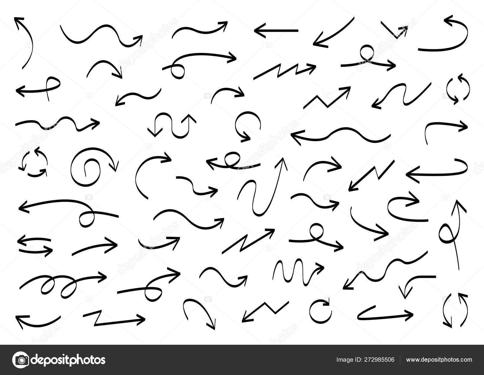 Pile store sorte sæt ikoner. Pil ikon. Arrow vektor samling. Pil! Markør.  Doodle håndtegnede pile. Vektorillustration . Stockvektor af ©Sergii19.i.ua  272985506, image size:1600x1239