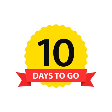 10 gün kaldı. Koleksiyon rozetleri satışı, açılış sayfası, afiş. Vektör çizimi.