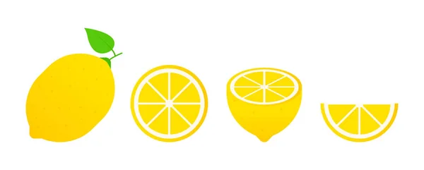 Conjunto de frutas. Colección de frutas de verano. Frutas limón. Comida vegetariana y ecológica. Ilustración vectorial . — Vector de stock