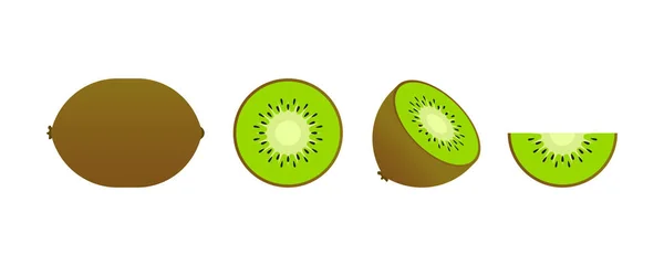 Fruchtansatz. Sommerfruchtkollektion. Früchte Kiwi. vegetarische und ökologische Lebensmittel. Vektorillustration. — Stockvektor