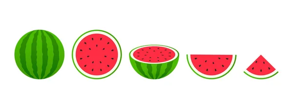 Conjunto de frutas. Colección de frutas de verano. Frutas sandía. Comida vegetariana y ecológica. Ilustración vectorial . — Vector de stock