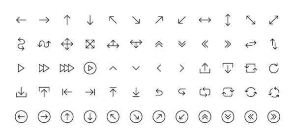 Arrows big black set icons in line style. Arrow icon. Arrow vector collection. Arrow. Cursor. Modern simple arrows. Vector illustration. — Stock Vector