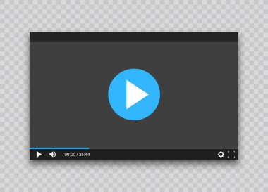 Web sitesi için Video Oynatıcı. Web ve mobil uygulamalar için arayüz şablonu. Düz tasarım, arka planda vektör çizimi.