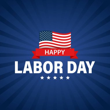 İşçi Bayramı tatil afişi. Mutlu emek günü tebrik kartı. Abd bayrağı. Amerika Birleşik Devletleri. İş, iş. Vektör çizimi.