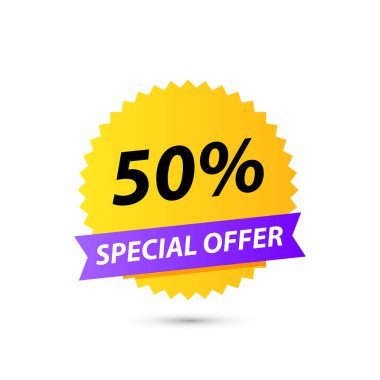 Satış etiketi. Özel teklif, büyük satış, indirim, en iyi fiyat, mega satış afiş. Alışveriş veya online alışveriş. Etiket, rozet, kupon, mağaza. Vektör İllüstrasyonu.