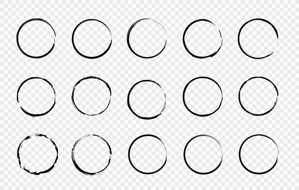 Set of Hand drawn circle. Drawning circle. Scribble doodle. Brush circle. Vector illustration. — Stock Vector