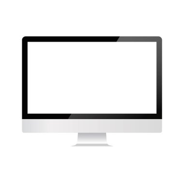 Bilgisayar simgesi. Elektronik cihazlar, bilgisayar ile web tasarım vektör şablonu. Düz tasarım, arka planda vektör çizimi.