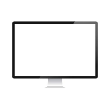 Bilgisayar simgesi. Elektronik cihazlar, bilgisayar ile web tasarım vektör şablonu. Düz tasarım, arka planda vektör çizimi.