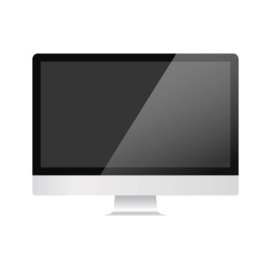 Bilgisayar simgesi. Elektronik cihazlar, bilgisayar ile web tasarım vektör şablonu. Düz tasarım, arka planda vektör çizimi.