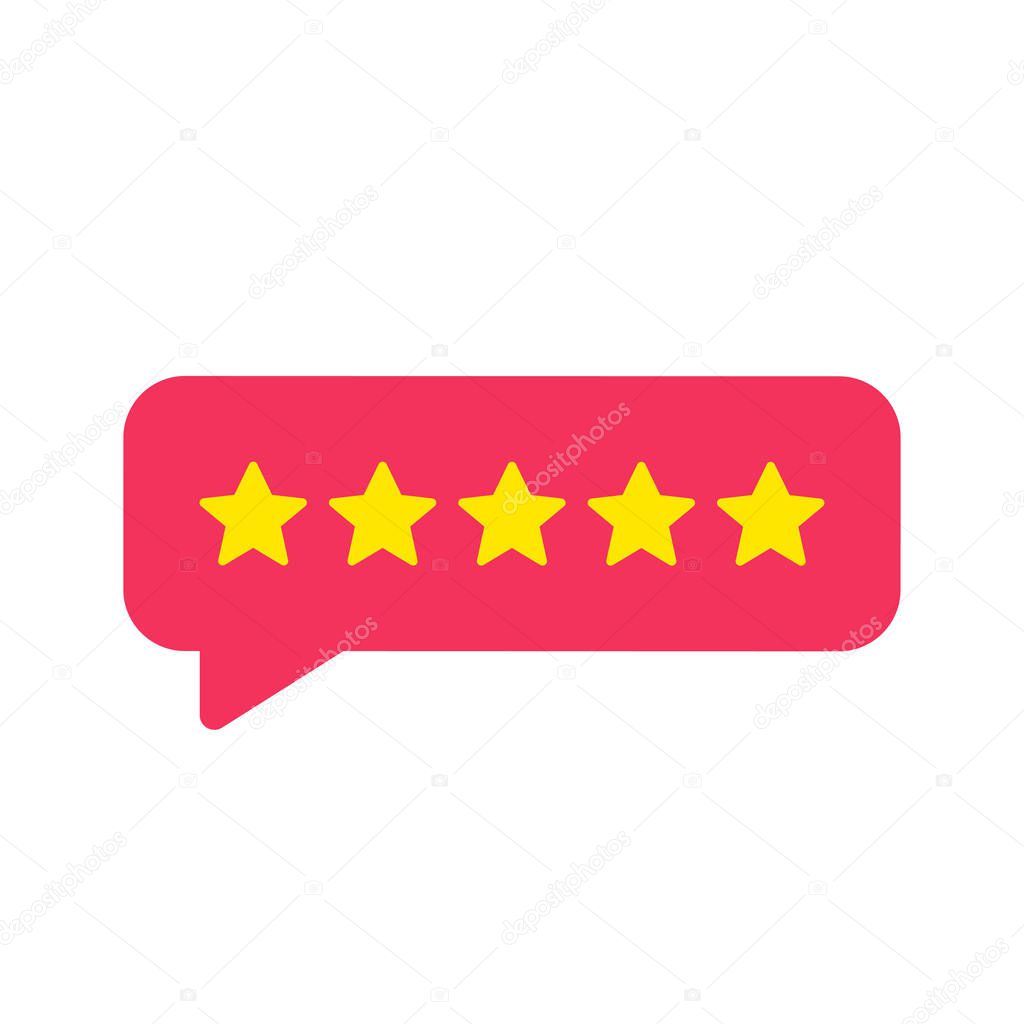 Feedback or Rating. Rank, level of satisfaction rating. Five stars customer product rating review. 5 star rating icon. Vector illustration.