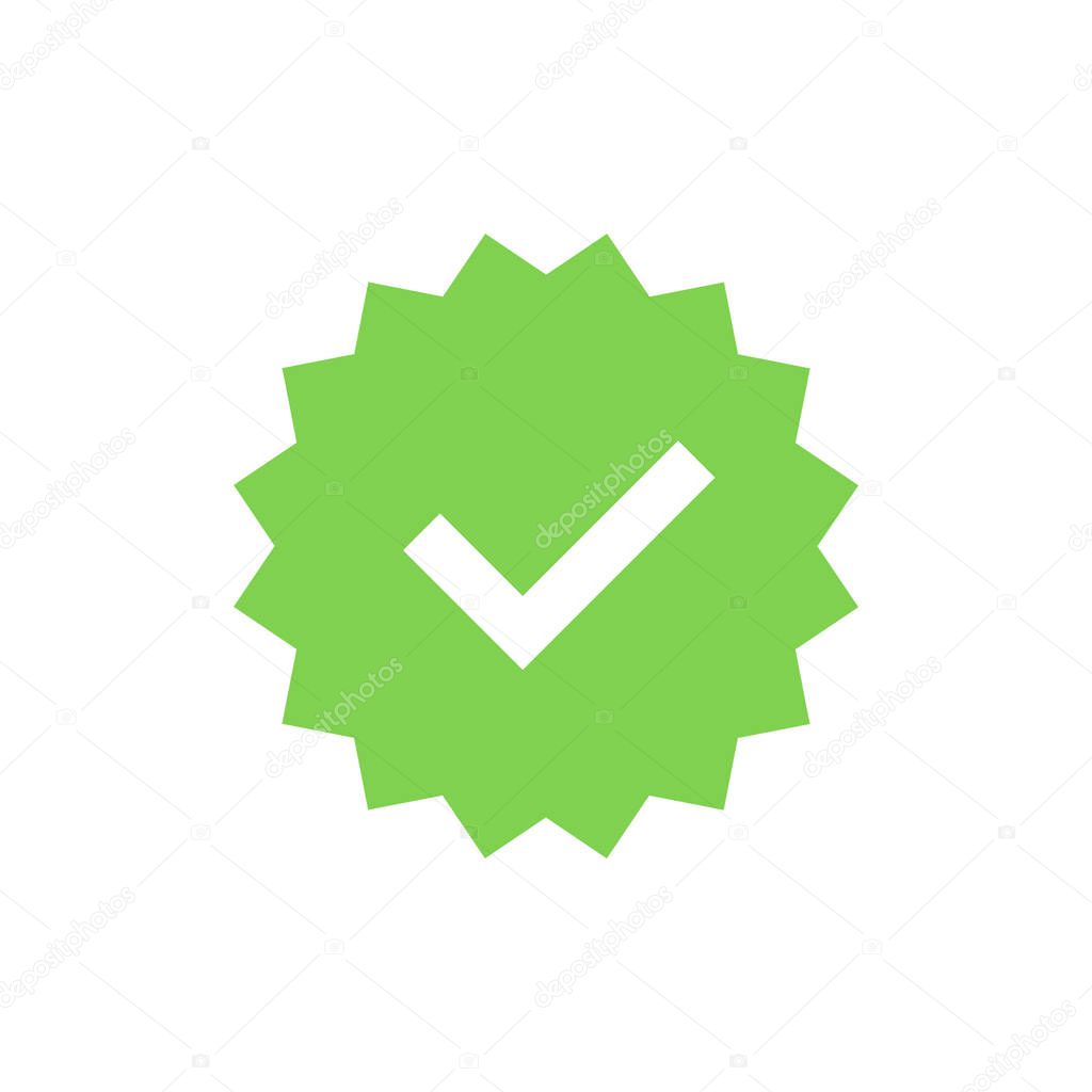 Green check mark and red cross icon set. Approved icon. Circle and square. Sticker with tick. Tick symbol in green color. Vector illustration