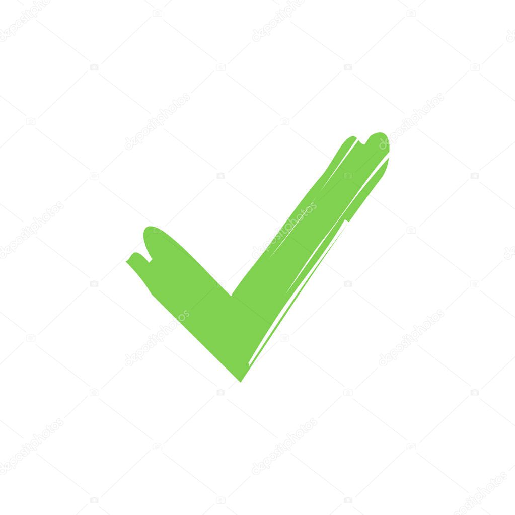 Green check mark and red cross icon set. Approved icon. Circle and square. Sticker with tick. Tick symbol in green color. Vector illustration