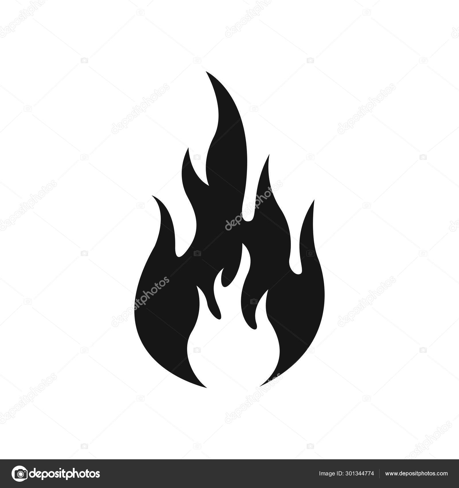 Conjunto de ícones de chama de fogo preto imagem vetorial de huhulin©  11098595