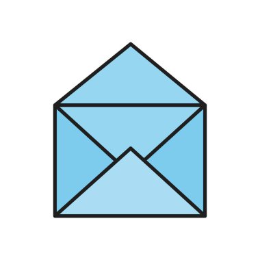 Kapalı bir harf resmi ile zarf simgeleri. Bir zarfın içinde kağıt belge. Yazışma veya ofis belgelerinin teslimi. Vektör çizimi.