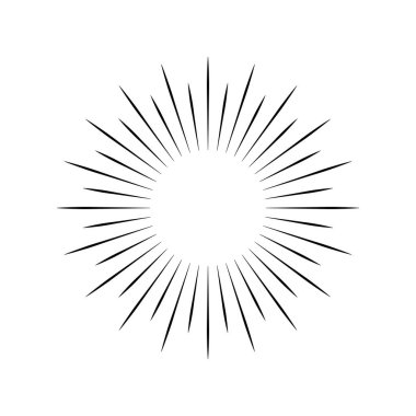 Sunburst simgesi. Sunburst en iyi kalite. Yıldız, havai fişek patlaması, logo, amblem, etiket. Web afişi. Vektör İllüstrasyonu.