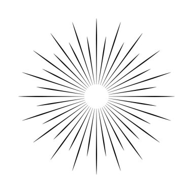 Sunburst simgesi. Sunburst en iyi kalite. Yıldız, havai fişek patlaması, logo, amblem, etiket. Web afişi. Vektör İllüstrasyonu.