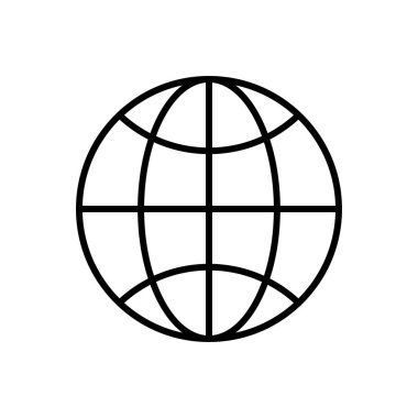 Çizgi tarzında Küre ve dünya gezegeni web simgeleri. Seyir Ekipmanları, Dünya Gezegeni, Uçak, Harita. Vektör çizimi.