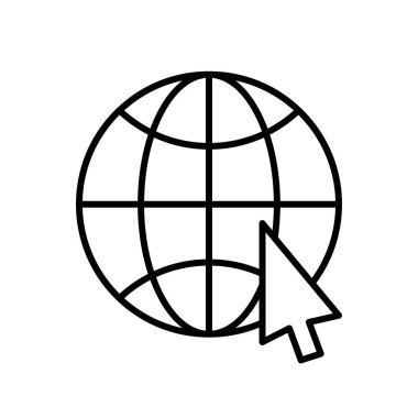 Çizgi tarzında Küre ve dünya gezegeni web simgeleri. Seyir Ekipmanları, Dünya Gezegeni, Uçak, Harita. Vektör çizimi.