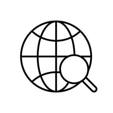 Çizgi tarzında Küre ve dünya gezegeni web simgeleri. Seyir Ekipmanları, Dünya Gezegeni, Uçak, Harita. Vektör çizimi.