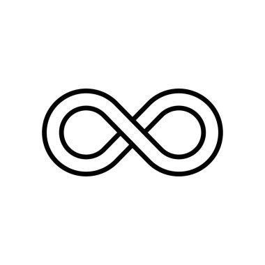 Sonsuzluk simgesi simgesi. Sınırsız sonsuzluk, sonsuz, logo. Vektör çizimi.