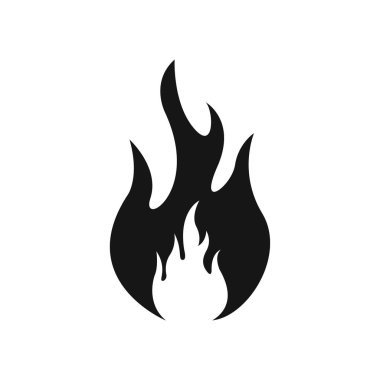 Yangın alevleri simgesi. Yangın silueti ve siyah ateş. Vektör çizimi.