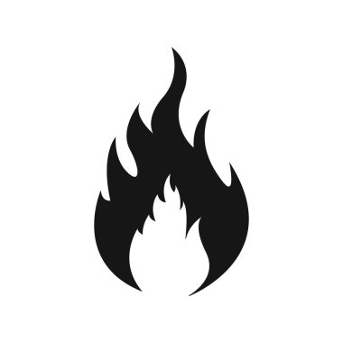 Yangın alevleri simgesi. Yangın silueti ve siyah ateş. Vektör çizimi.